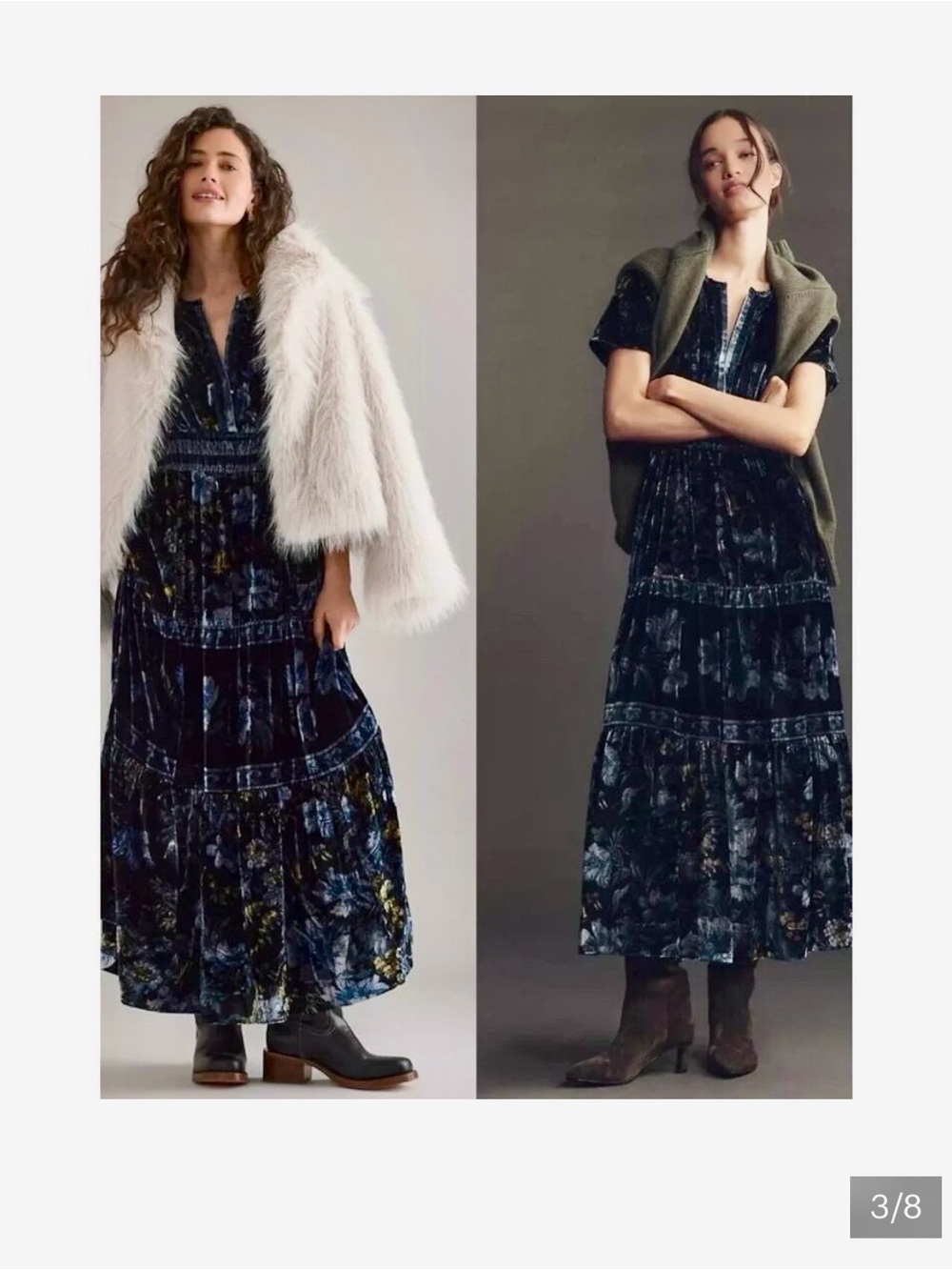New with tags unworn Anthropologie Somerset Maxi Dress dark blue velvet- size XS